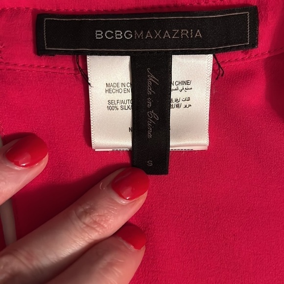 BCBGMAXAZRIA Azalea Pink Sheer Top Size Small - Picture 9 of 10